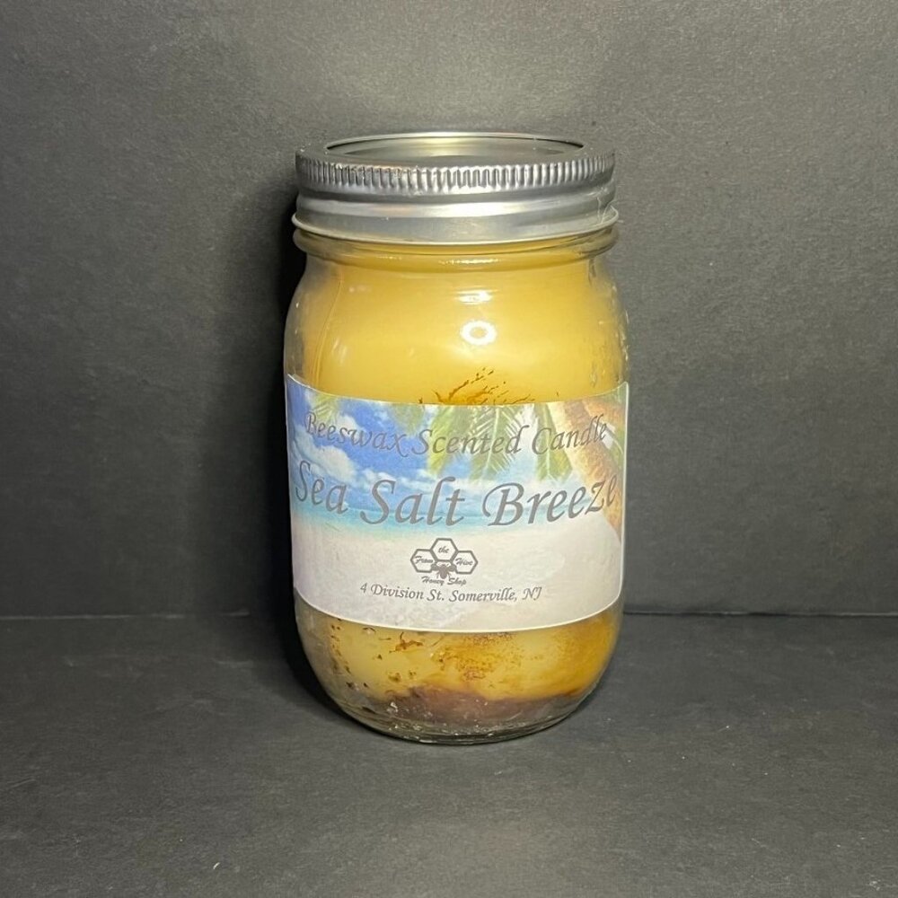 Hive Honey Shop Artisan Handcrafted Sea Salt Breeze Beeswax Scented Jar Candle